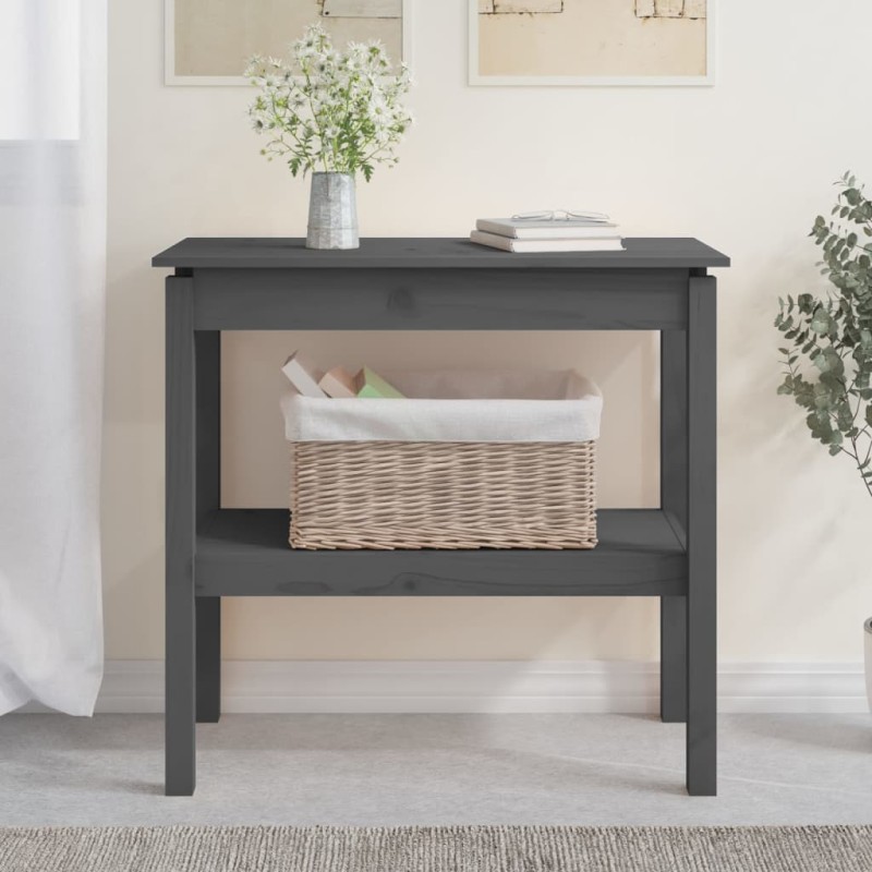 vidaXL Mesa consola madera maciza de pino gris 80x40x75 cm vidaXL Mesa consola madera maciza de pino gris 80x40x75 cm