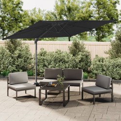 vidaXL Sombrilla colgante de doble techo negro 400x300 cm