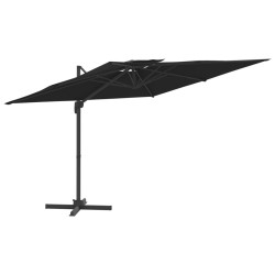 vidaXL Sombrilla colgante de doble techo negro 400x300 cm