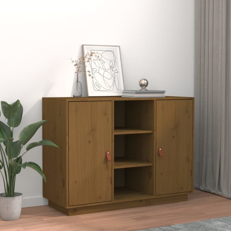 vidaXL Aparador de madera maciza de pino marrón miel 100x40x75 cm vidaXL Aparador de madera maciza de pino marrón miel 100x40x75 cm