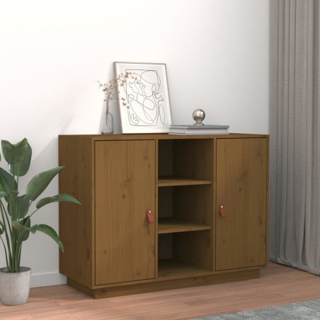 vidaXL Aparador de madera maciza de pino marrón miel 100x40x75 cm