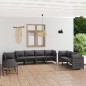 vidaXL Set de muebles de jardín 10 pzas y cojines ratán sintético gris vidaXL Set de muebles de jardín 10 pzas y cojines ratán sintético gris