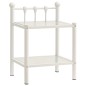 vidaXL Mesita de noche metal vidrio blanco&transparente 45x34,5x60,5cm vidaXL Mesita de noche metal vidrio blanco&transparente 45x34,5x60,5cm