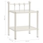 vidaXL Mesita de noche metal vidrio blanco&transparente 45x34,5x60,5cm vidaXL Mesita de noche metal vidrio blanco&transparente 45x34,5x60,5cm