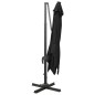 vidaXL Sombrilla voladiza con poste y luces LED negra 300 cm
