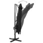 vidaXL Sombrilla voladiza con poste y luces LED negra 300 cm