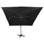vidaXL Sombrilla voladiza con poste y luces LED negra 300 cm