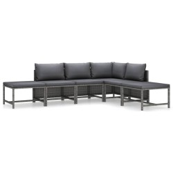 vidaXL Set de muebles de jardín 6 pzas y cojines ratán sintético gris
