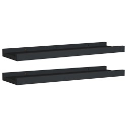 vidaXL Repisa para marcos de fotos 2 uds MDF negro 40x9x3 cm 
