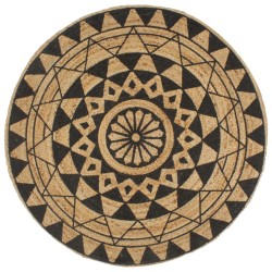 vidaXL Alfombra de yute tejida a mano con estampado negro 150 cm