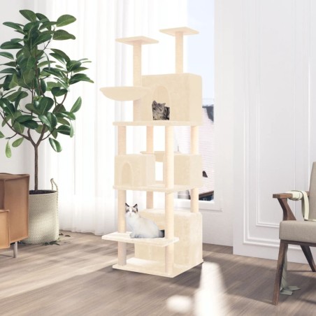vidaXL Rascador para gatos con postes de sisal crema 180 cm