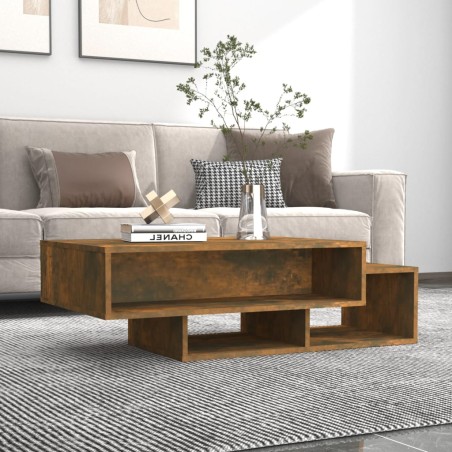 vidaXL Mesa de centro madera contrachapada roble ahumado 105x55x32 cm
