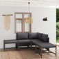 vidaXL Set de muebles de jardín 6 pzas y cojines ratán sintético gris vidaXL Set de muebles de jardín 6 pzas y cojines ratán sintético gris