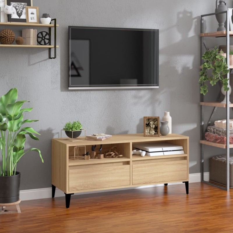 vidaXL Mueble de TV madera contrachapada roble Sonoma 100x34,5x44,5 cm vidaXL Mueble de TV madera contrachapada roble Sonoma 100x34,5x44,5 cm