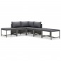 vidaXL Set de muebles de jardín 6 pzas y cojines ratán sintético gris vidaXL Set de muebles de jardín 6 pzas y cojines ratán sintético gris