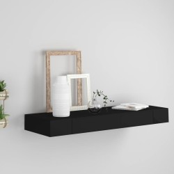vidaXL Estante flotante de pared con cajón negro 80x25x8 cm