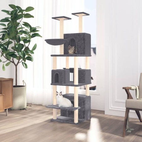 vidaXL Rascador para gatos con postes de sisal gris oscuro 180 cm