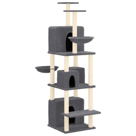 vidaXL Rascador para gatos con postes de sisal gris oscuro 180 cm