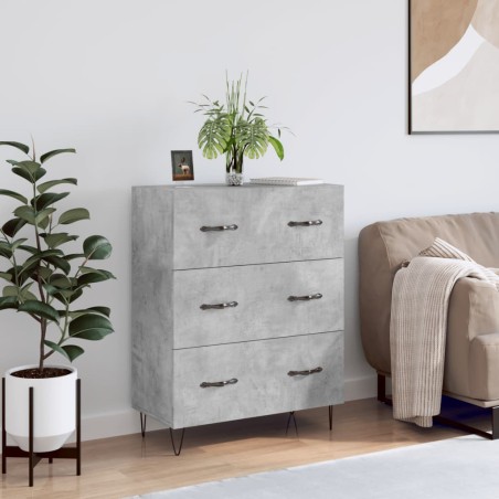 vidaXL Aparador de madera de ingeniería gris hormigón 69,5x34x90 cm
