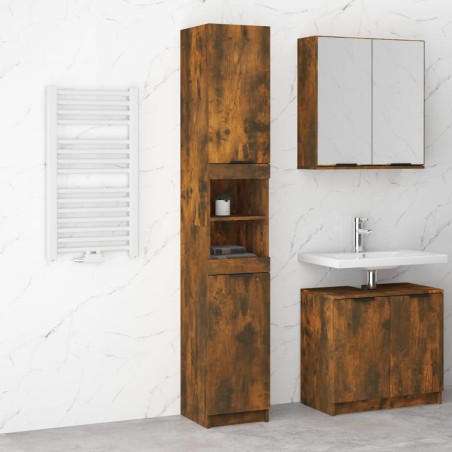 vidaXL Armario de baño contrachapada roble ahumado 32x34x188,5 cm