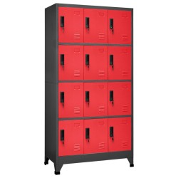 vidaXL Taquilla de acero gris antracita y rojo 90x45x180 cm