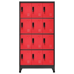 vidaXL Taquilla de acero gris antracita y rojo 90x45x180 cm