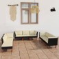 vidaXL Set de muebles de jardín 9 pzas y cojines ratán sintético negro vidaXL Set de muebles de jardín 9 pzas y cojines ratán sintético negro