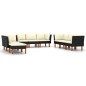 vidaXL Set de muebles de jardín 9 pzas y cojines ratán sintético negro vidaXL Set de muebles de jardín 9 pzas y cojines ratán sintético negro