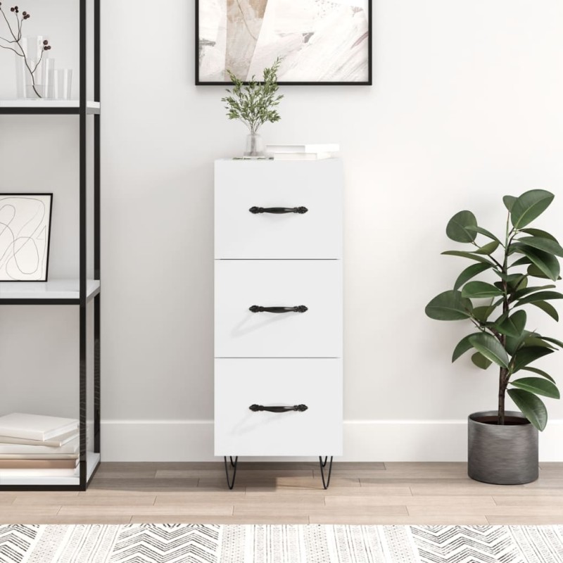 vidaXL Aparador de madera contrachapada blanco brillante 34,5x34x90 cm vidaXL Aparador de madera contrachapada blanco brillante 34,5x34x90 cm