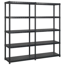 vidaXL Estanterías de almacenaje 5 niveles plástico negro 170x40x185cm
