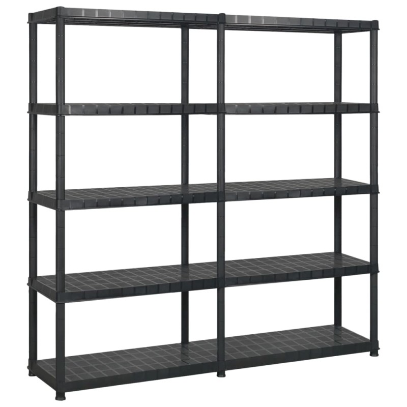 vidaXL Estanterías de almacenaje 5 niveles plástico negro 170x40x185cm vidaXL Estanterías de almacenaje 5 niveles plástico negro 170x40x185cm