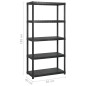vidaXL Estanterías de almacenaje 5 niveles plástico negro 170x40x185cm vidaXL Estanterías de almacenaje 5 niveles plástico negro 170x40x185cm