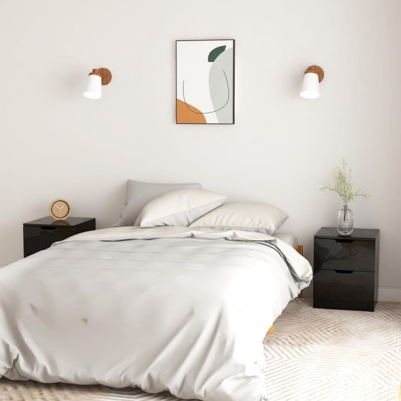 vidaXL Mesita de noche 2 uds madera de ingeniería negro brillo vidaXL Mesita de noche 2 uds madera de ingeniería negro brillo
