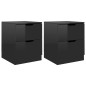 vidaXL Mesita de noche 2 uds madera de ingeniería negro brillo vidaXL Mesita de noche 2 uds madera de ingeniería negro brillo