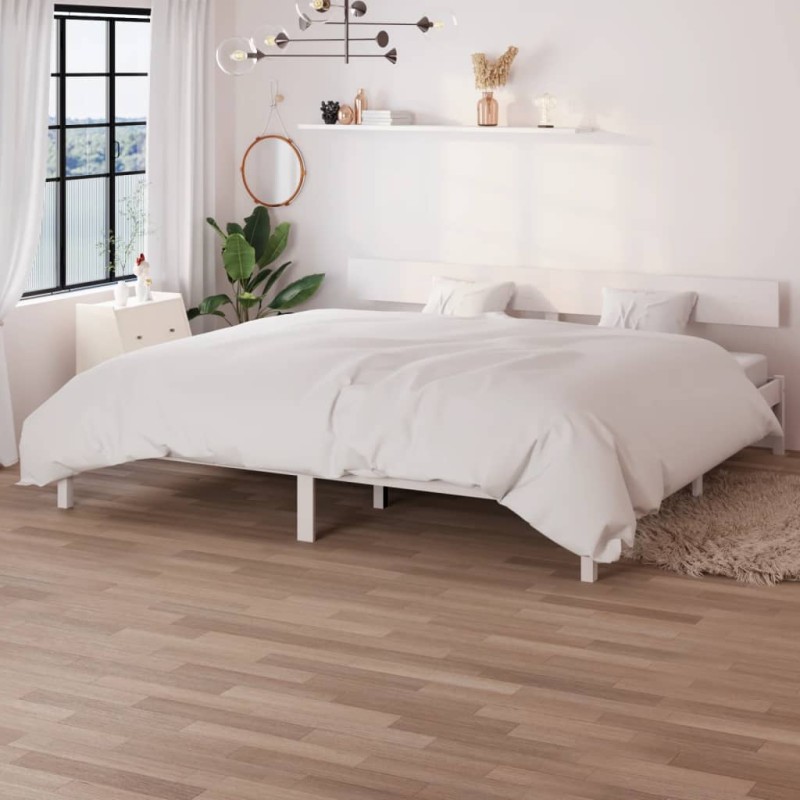 vidaXL Estructura de cama madera maciza de pino blanco 180x200 cm vidaXL Estructura de cama madera maciza de pino blanco 180x200 cm