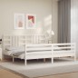 vidaXL Estructura de cama con cabecero madera maciza blanco 200x200 cm vidaXL Estructura de cama con cabecero madera maciza blanco 200x200 cm