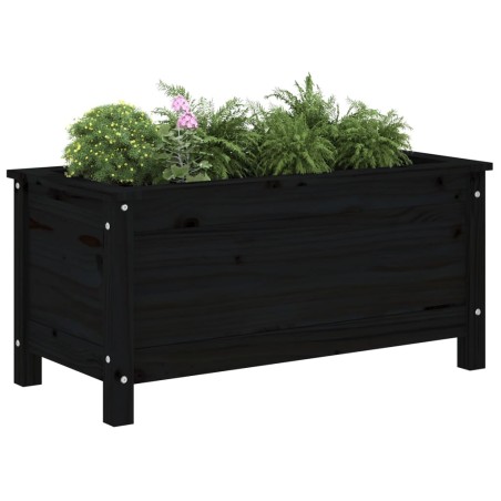 vidaXL Jardinera madera maciza de pino negro 82,5x40x39 cm