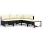 vidaXL Set de muebles de jardín 5 pzas y cojines ratán sintético negro