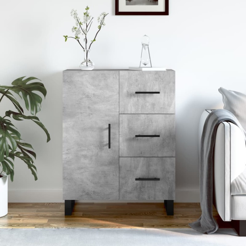 vidaXL Aparador de madera de ingeniería gris hormigón 69,5x34x90 cm