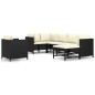 vidaXL Set de muebles de jardín 7 pzas y cojines ratán sintético negro vidaXL Set de muebles de jardín 7 pzas y cojines ratán sintético negro