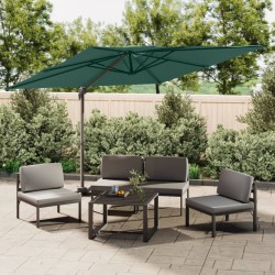 vidaXL Sombrilla colgante de doble techo verde 400x300 cm