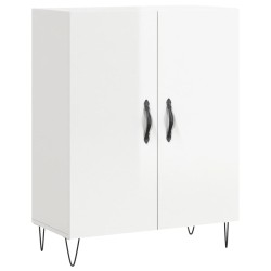 vidaXL Aparador de madera contrachapada blanco brillante 69,5x34x90 cm