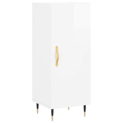 vidaXL Aparador de madera contrachapada blanco brillante 34,5x34x90 cm