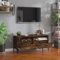 vidaXL Mueble de TV madera contrachapada roble ahumado 100x34,5x44,5cm vidaXL Mueble de TV madera contrachapada roble ahumado 100x34,5x44,5cm