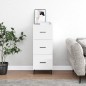 vidaXL Aparador de madera contrachapada blanco brillante 34,5x34x90 cm