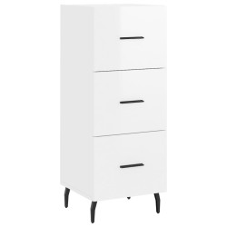 vidaXL Aparador de madera contrachapada blanco brillante 34,5x34x90 cm