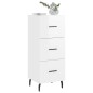 vidaXL Aparador de madera contrachapada blanco brillante 34,5x34x90 cm