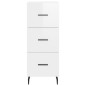 vidaXL Aparador de madera contrachapada blanco brillante 34,5x34x90 cm