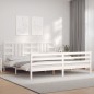 vidaXL Estructura de cama con cabecero madera maciza blanco 200x200 cm vidaXL Estructura de cama con cabecero madera maciza blanco 200x200 cm