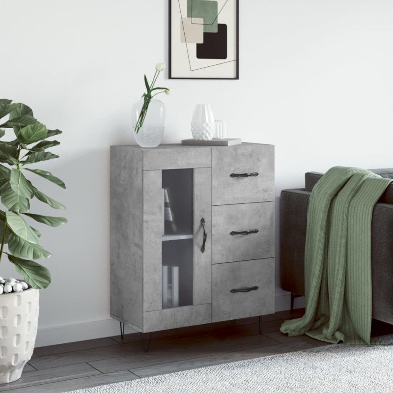 vidaXL Aparador de madera de ingeniería gris hormigón 69,5x34x90 cm